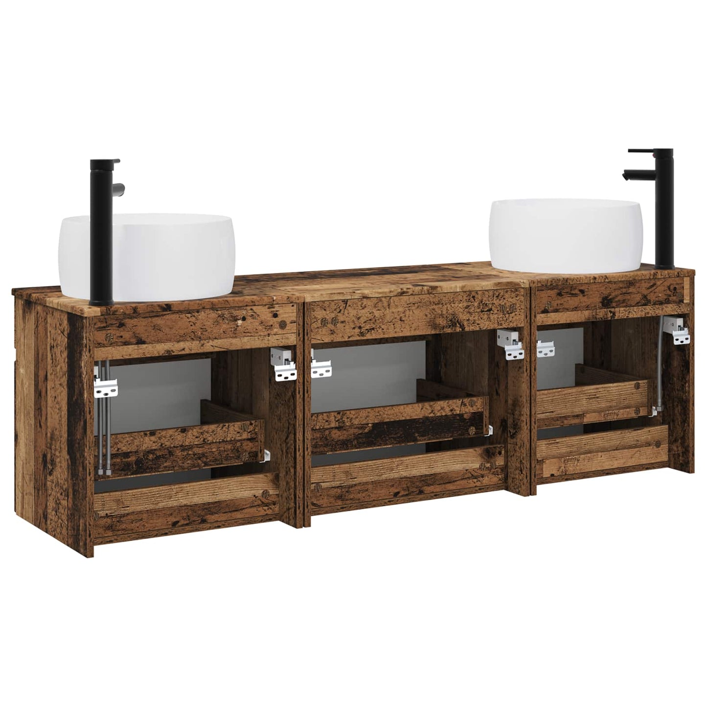 Bathroom Cabinet Set 3 pcs Old Wood 49 x 44.5 x 66 cm