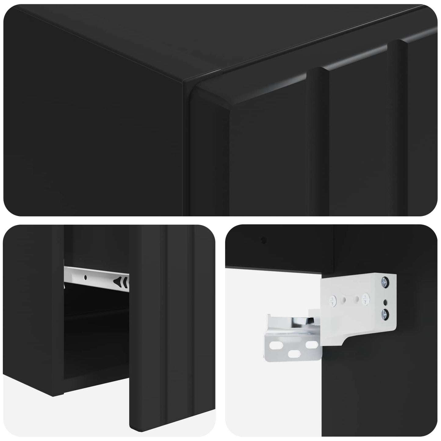 Bathroom Cabinet Set 3 pcs Black 49 x 44.5 x 65.5 cm