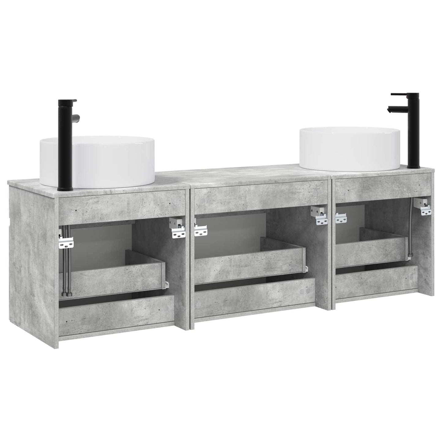 Bathroom Cabinet Set 3 pcs Concrete Grey 49 x 44.5 x 65.5 cm