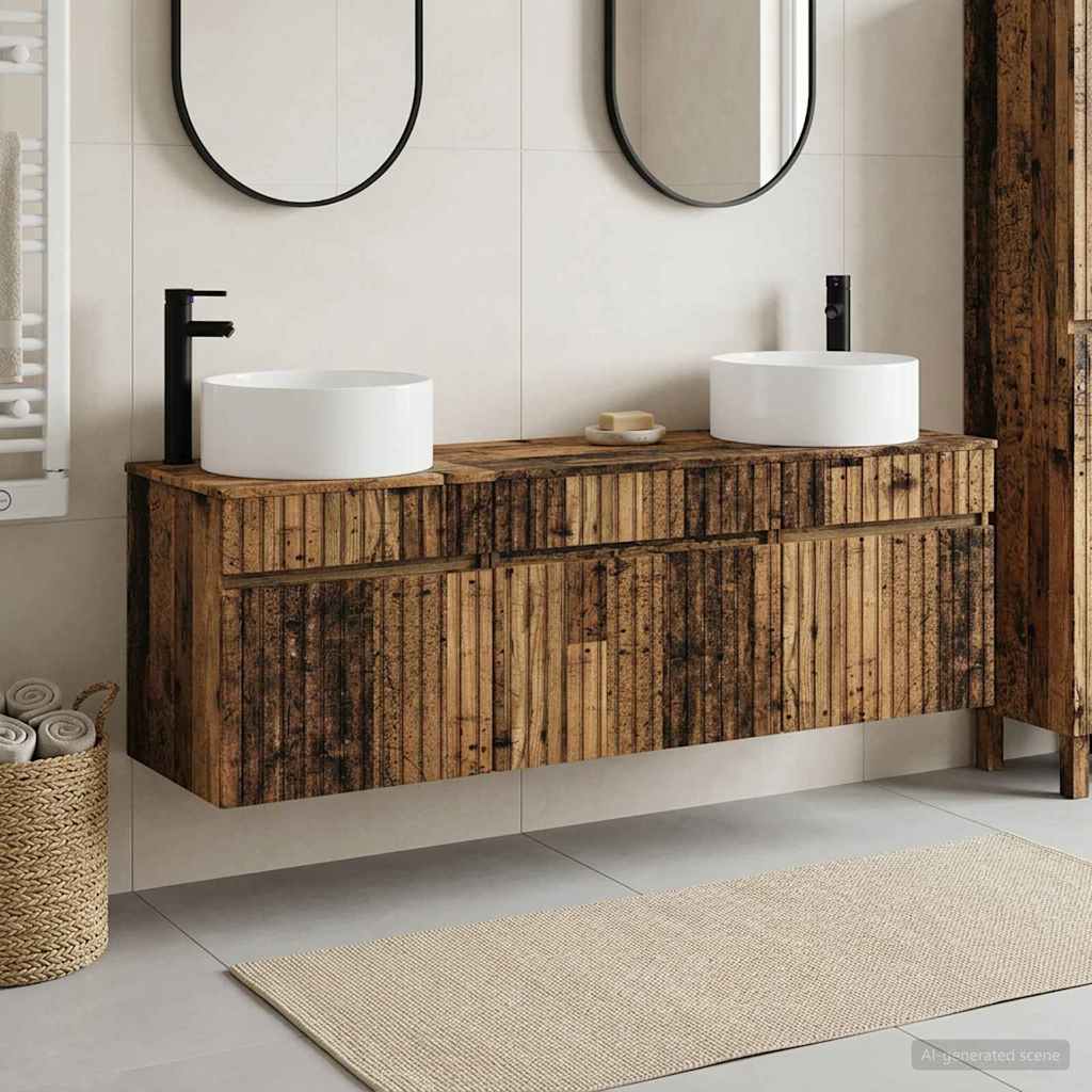 Bathroom Cabinet Set 3 pcs Old Wood 49 x 44.5 x 65.5 cm