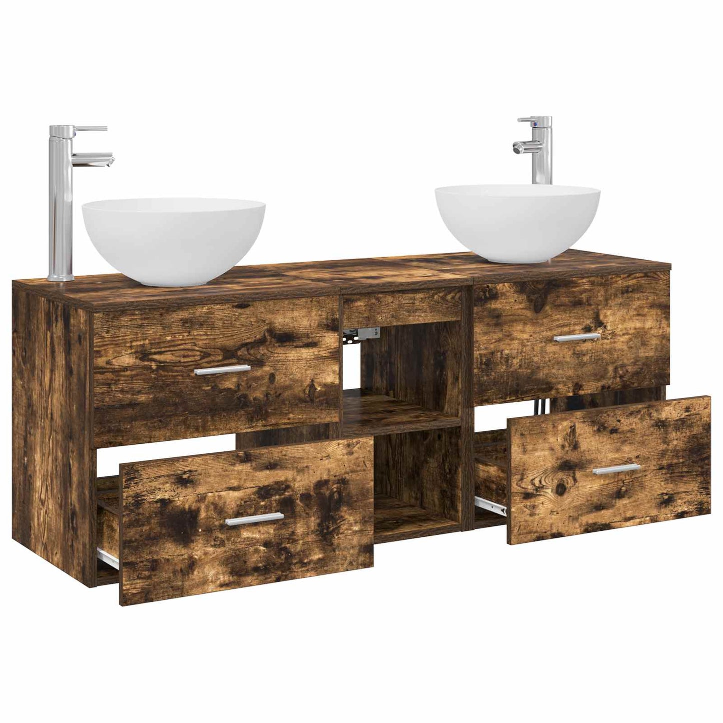 Bathroom Cabinet Set 3 pcs Smoked Oak 49.5 x 35 x 63 cm