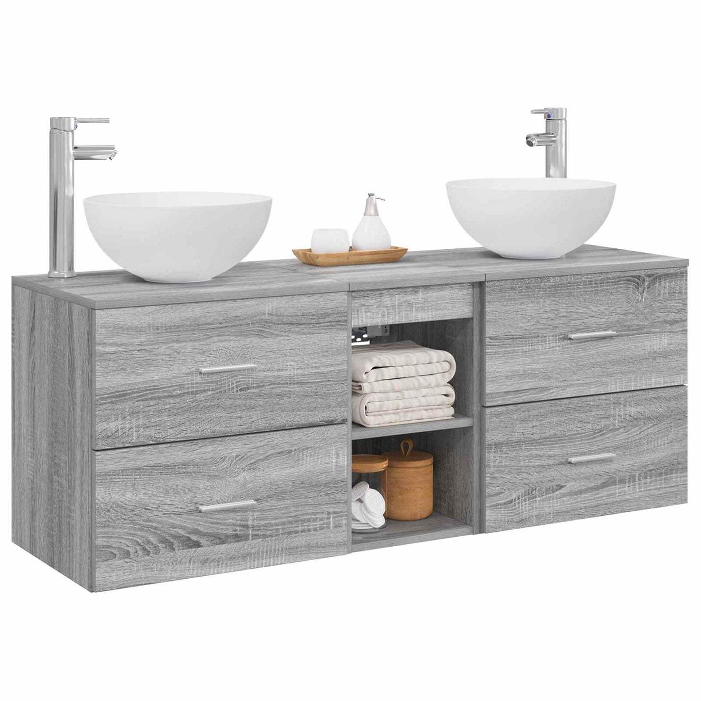 Bathroom Cabinet Set 3 pcs Grey Sonoma 49.5 x 35 x 63 cm