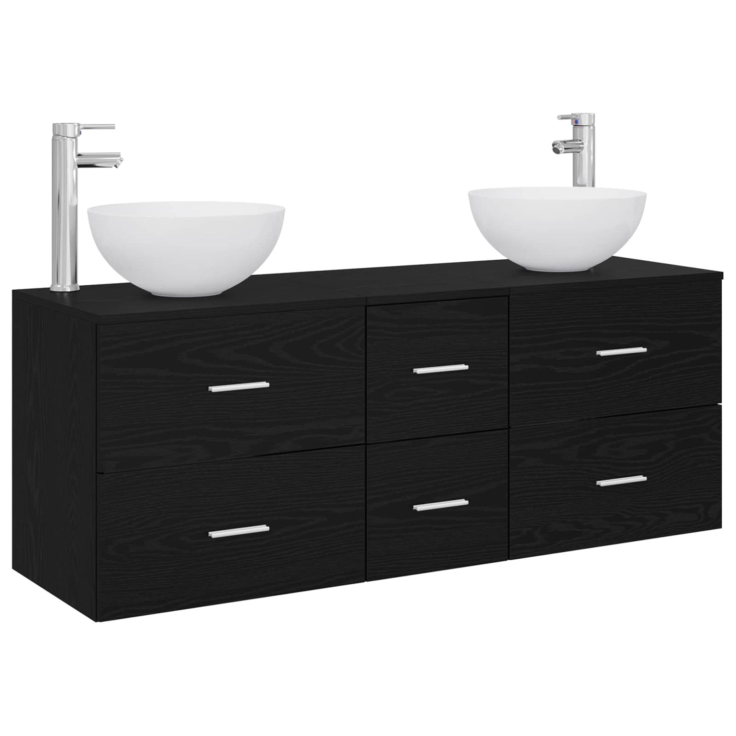 Bathroom Cabinet Set 3 pcs Black Oak 49.5 x 35 x 63 cm