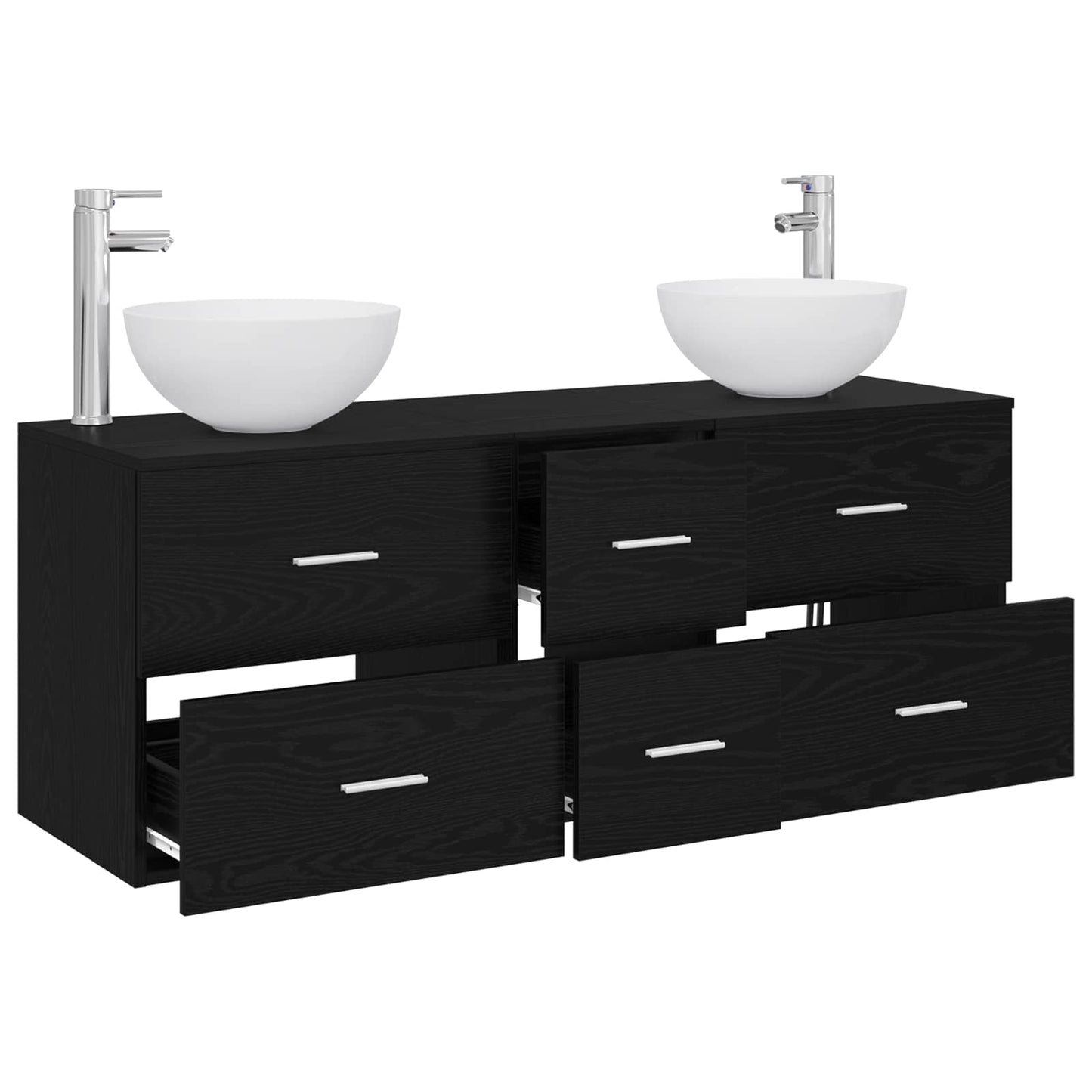 Bathroom Cabinet Set 3 pcs Black Oak 49.5 x 35 x 63 cm
