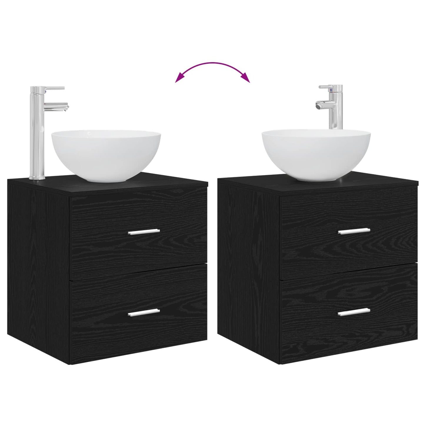 Bathroom Cabinet Set 3 pcs Black Oak 49.5 x 35 x 63 cm