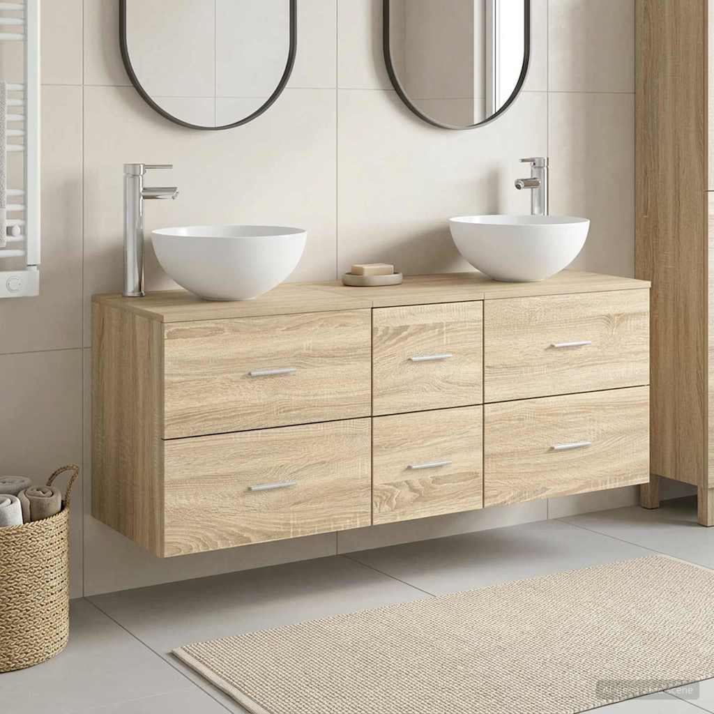 Bathroom Cabinet Set 3 pcs Sonoma Oak 49.5 x 35 x 63 cm
