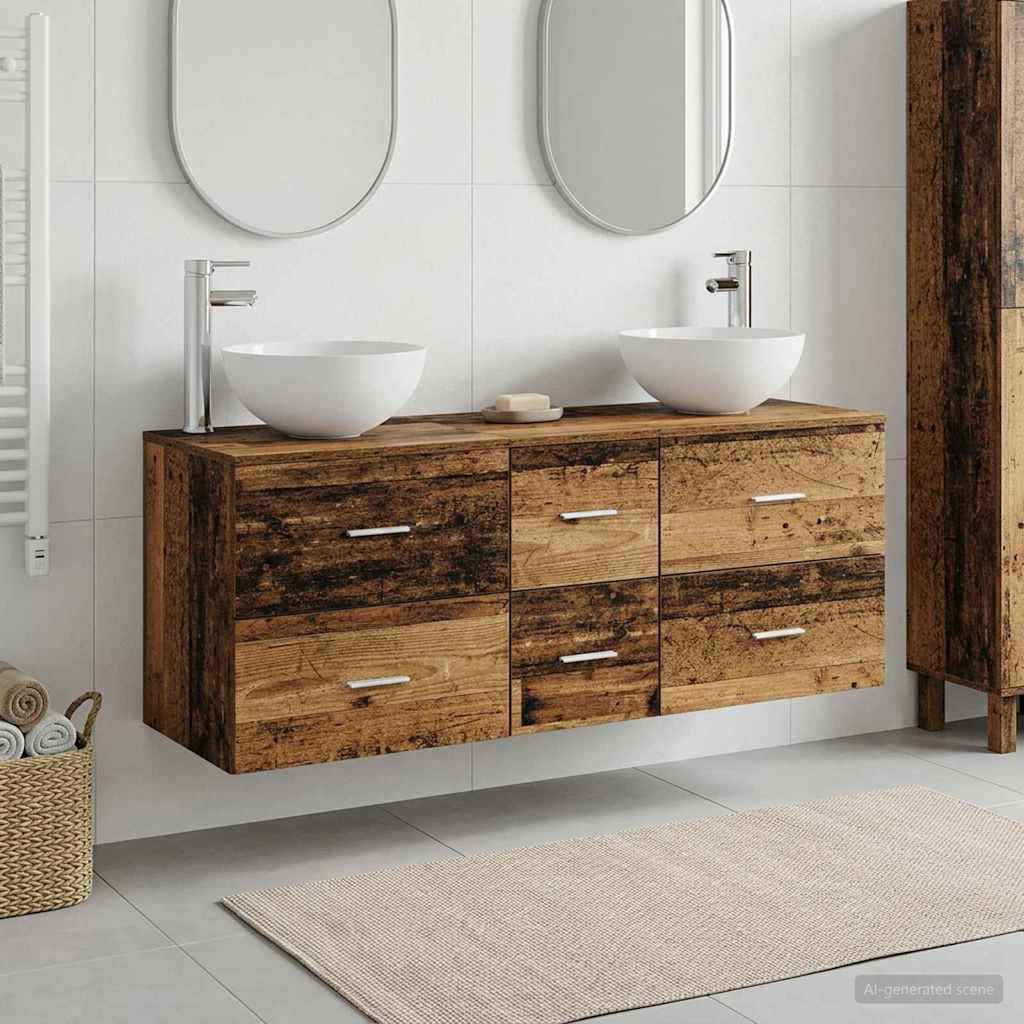 Bathroom Cabinet Set 3 pcs Old Wood 49.5 x 35 x 63 cm