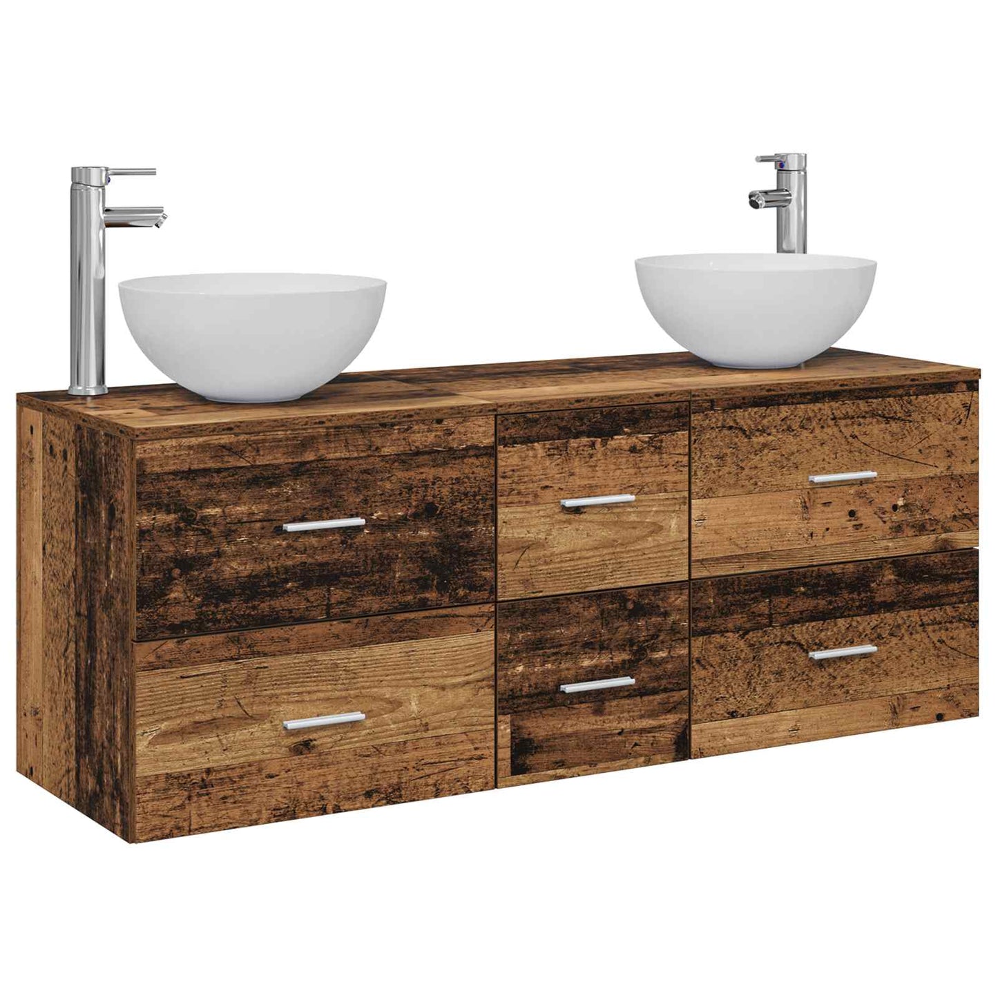 Bathroom Cabinet Set 3 pcs Old Wood 49.5 x 35 x 63 cm