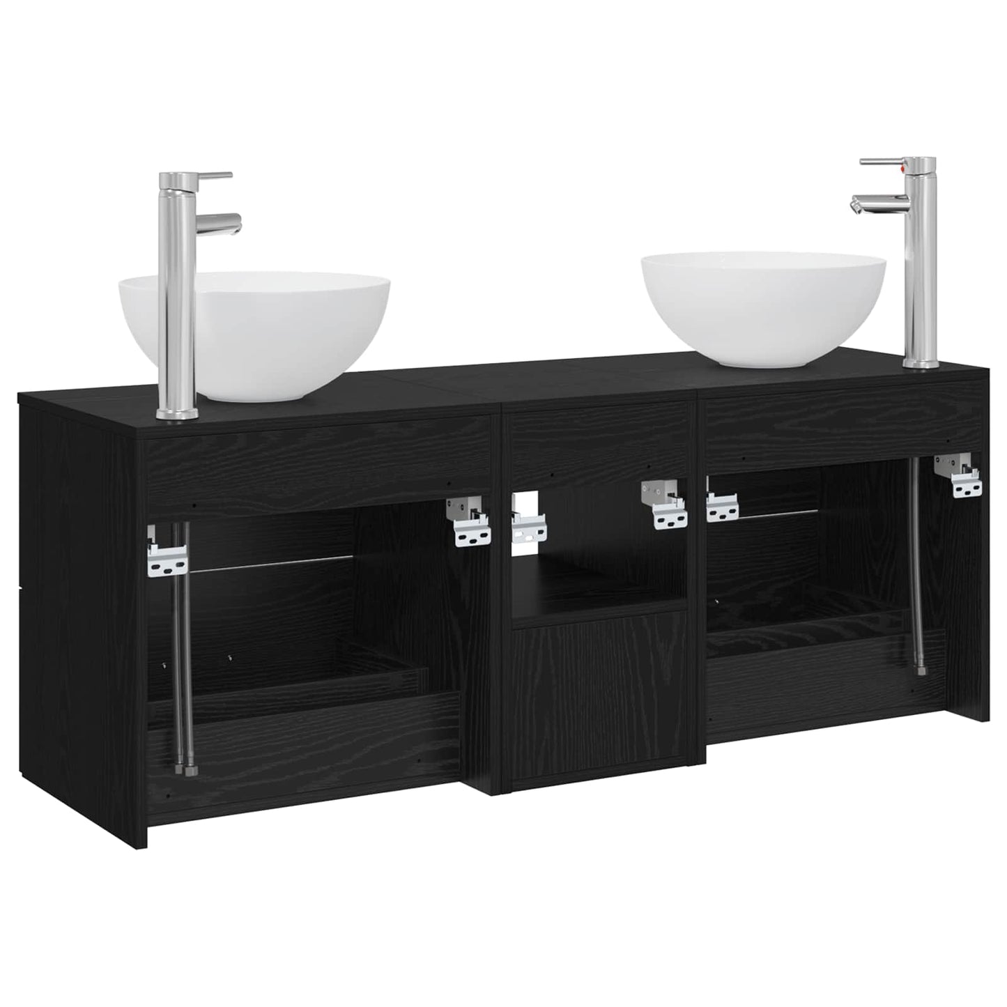 Bathroom Cabinet Set 3 pcs Black Oak 49.5 x 41 x 64.5 cm