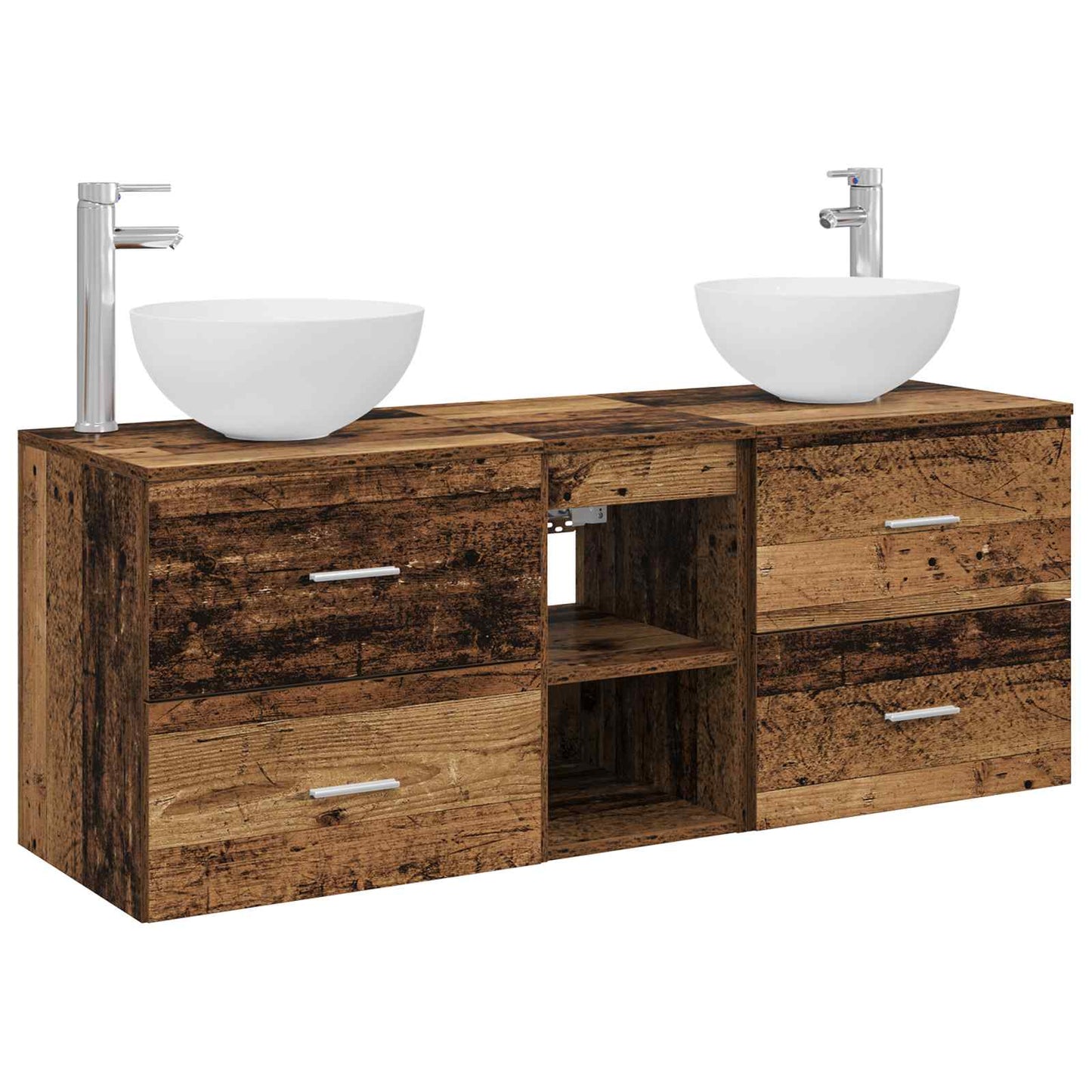 Bathroom Cabinet Set 3 pcs Old Wood 49.5 x 41 x 64.5 cm