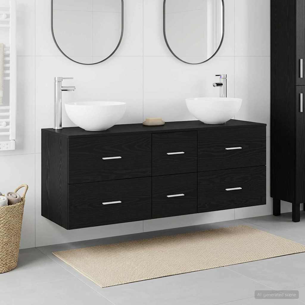 Bathroom Cabinet Set 3 pcs Black Oak 49.5 x 41 x 64.5 cm