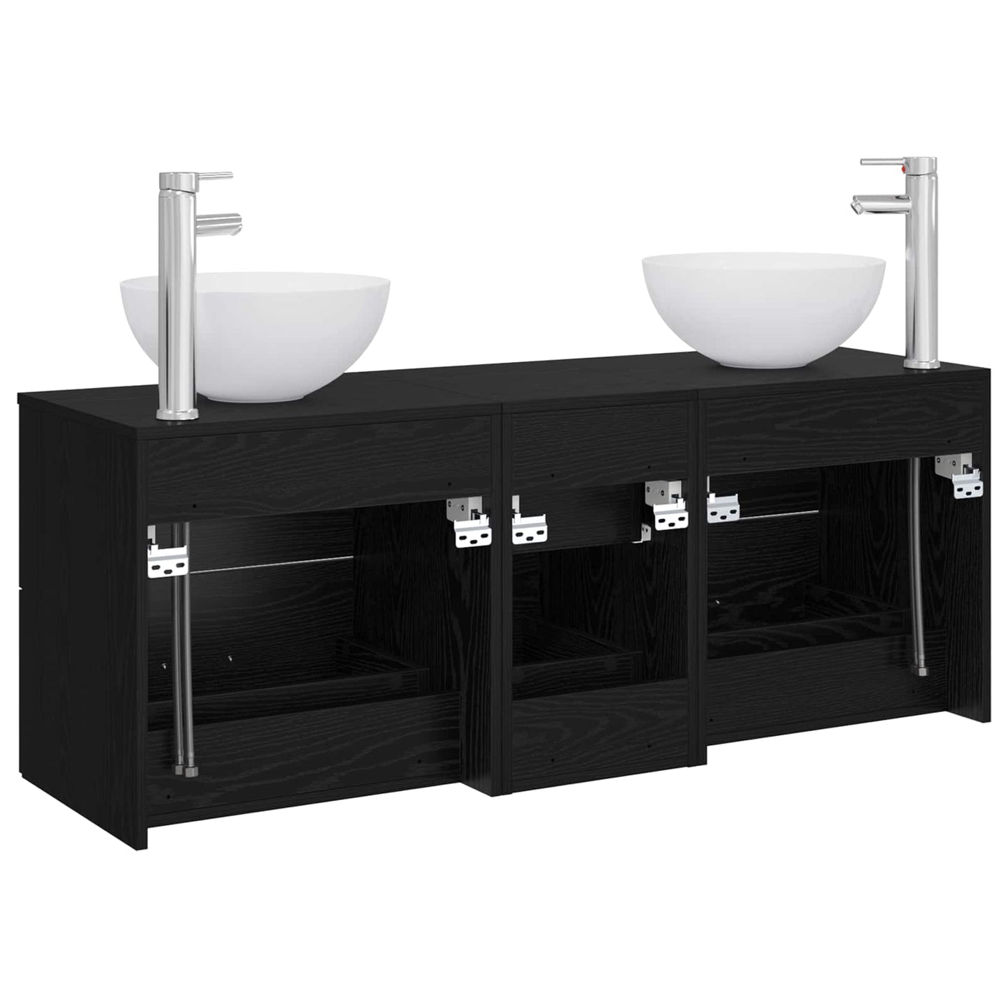 Bathroom Cabinet Set 3 pcs Black Oak 49.5 x 41 x 64.5 cm