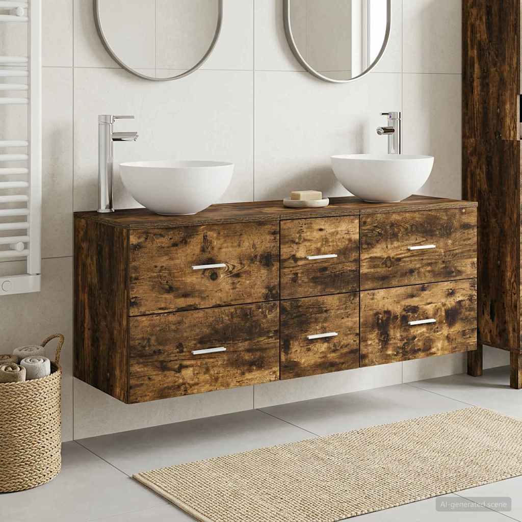 Bathroom Cabinet Set 3 pcs Smoked Oak 49.5 x 41 x 64.5 cm