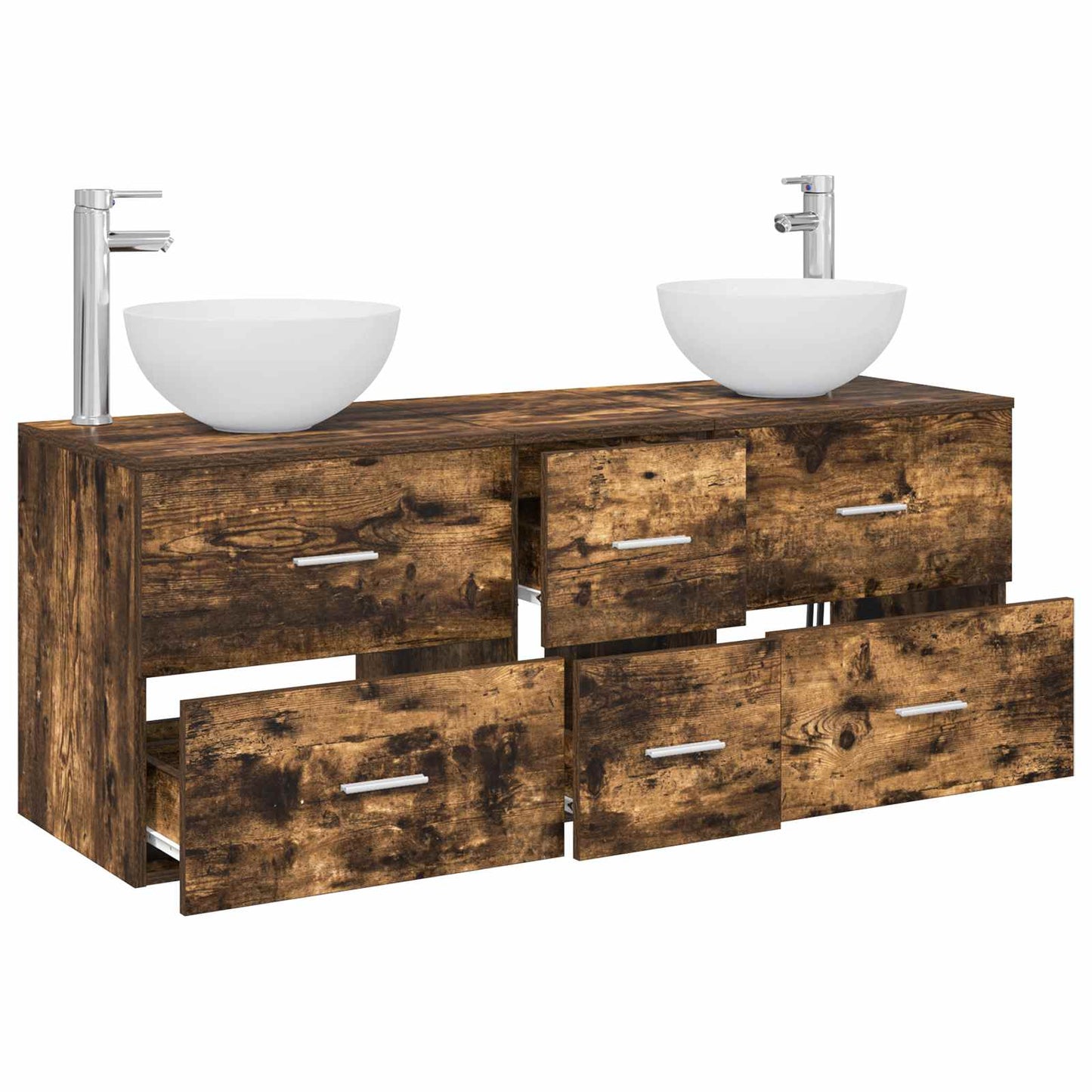 Bathroom Cabinet Set 3 pcs Smoked Oak 49.5 x 41 x 64.5 cm