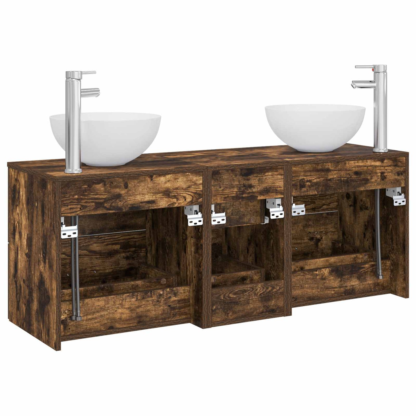 Bathroom Cabinet Set 3 pcs Smoked Oak 49.5 x 41 x 64.5 cm