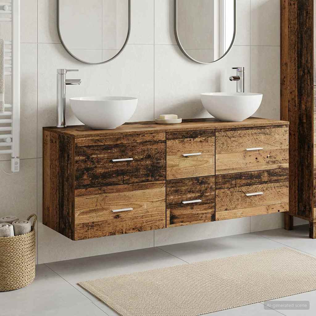 Bathroom Cabinet Set 3 pcs Old Wood 49.5 x 41 x 64.5 cm