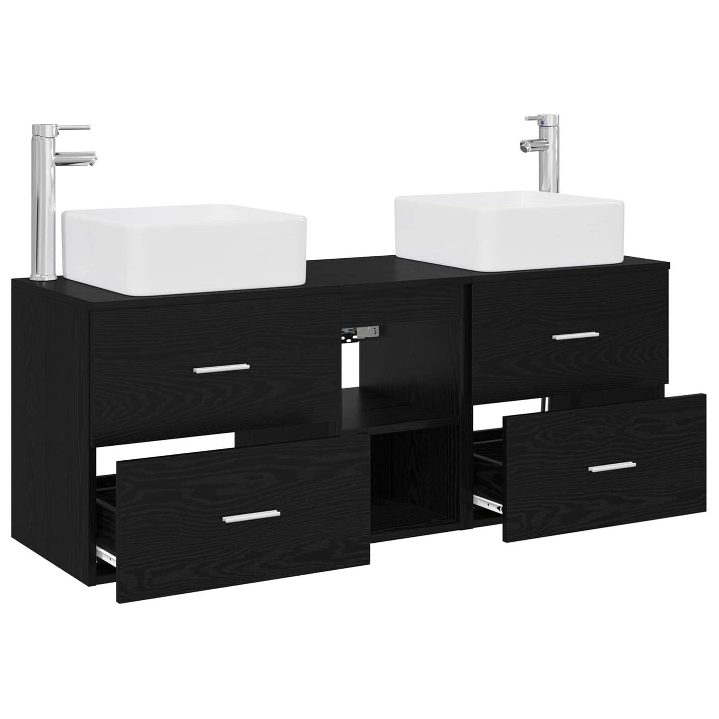 Bathroom Cabinet Set 3 pcs Black Oak 49.5 x 41 x 63 cm