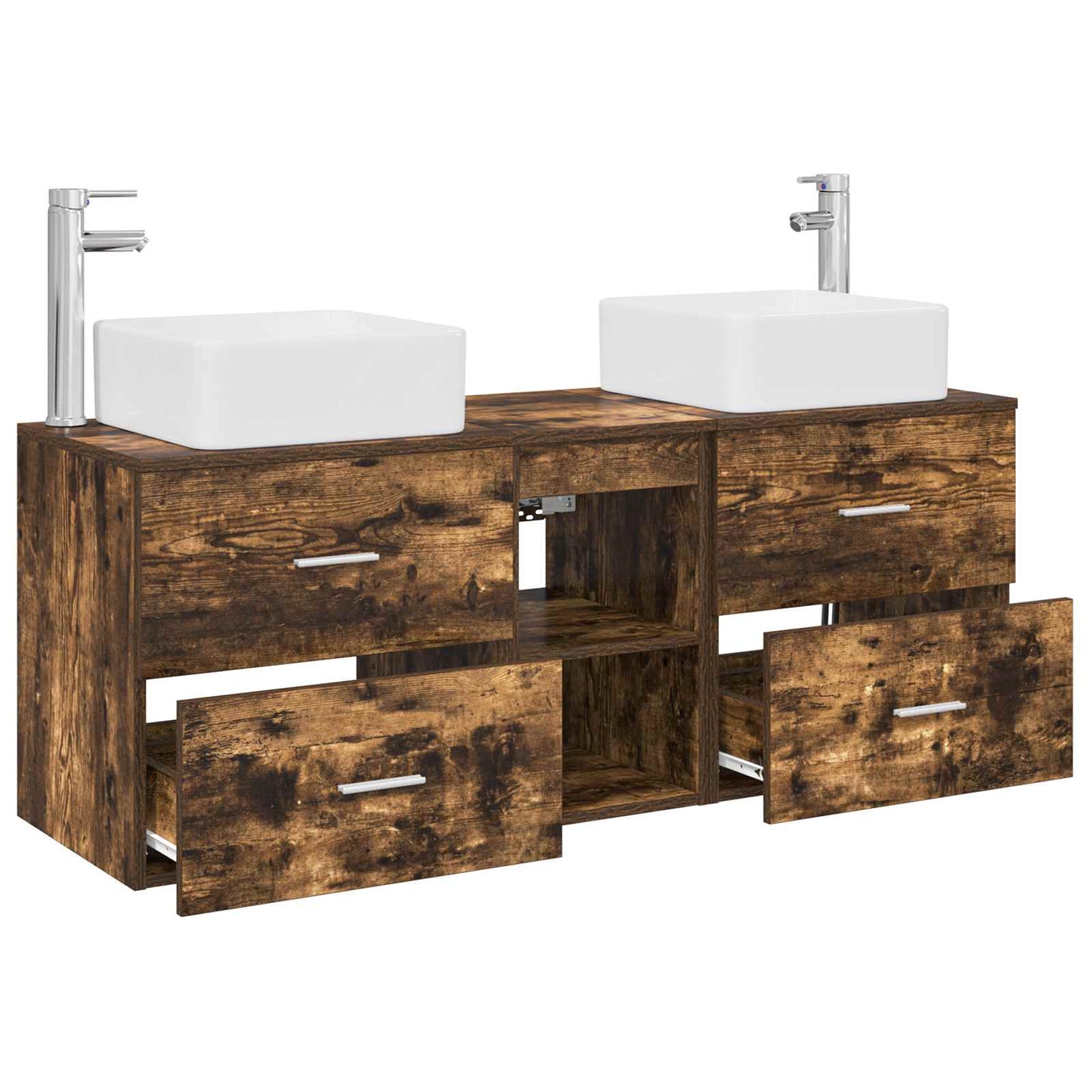 Bathroom Cabinet Set 3 pcs Smoked Oak 49.5 x 41 x 63 cm