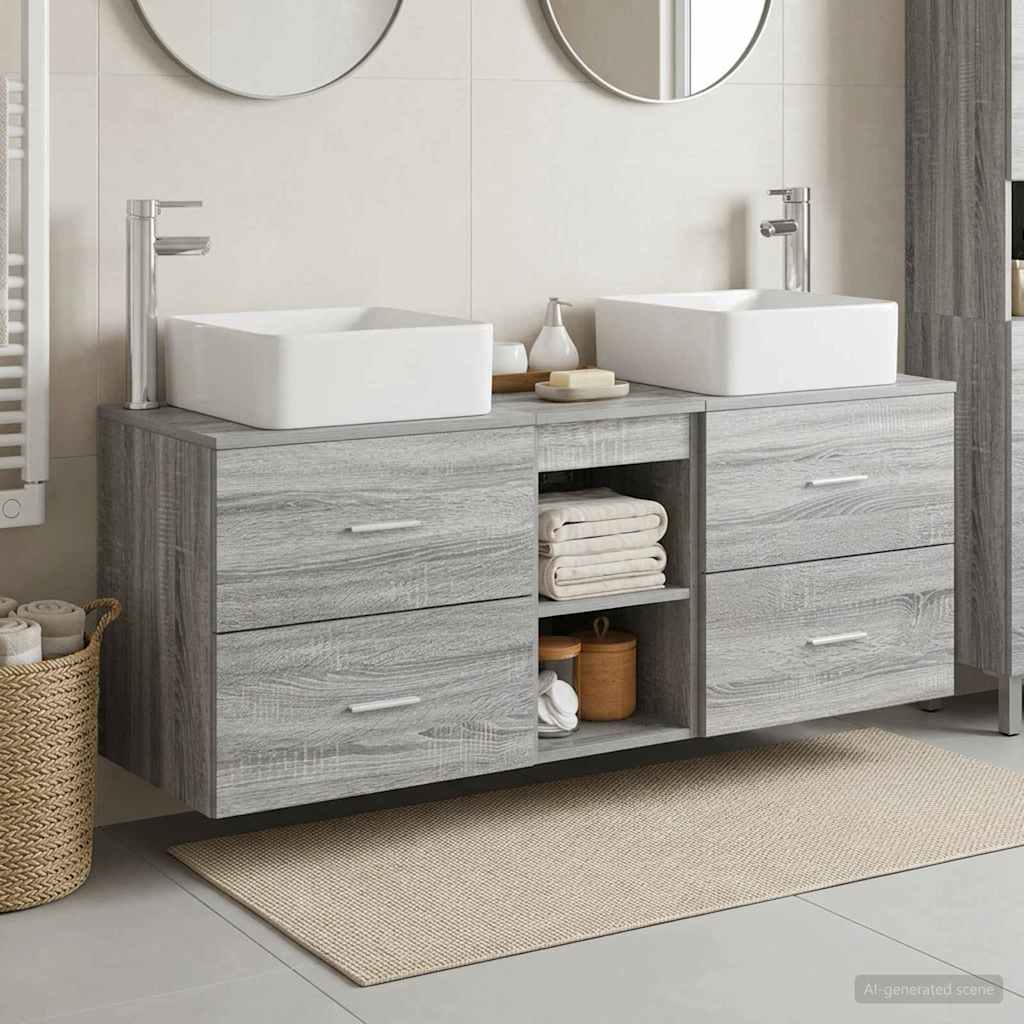 Bathroom Cabinet Set 3 pcs Grey Sonoma 49.5 x 41 x 63 cm