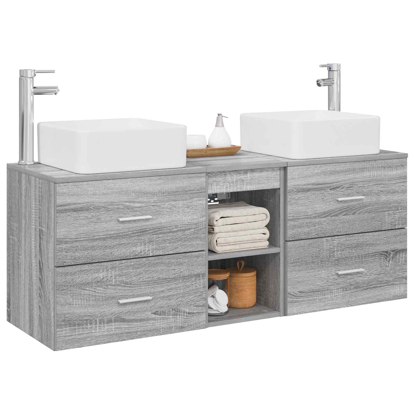 Bathroom Cabinet Set 3 pcs Grey Sonoma 49.5 x 41 x 63 cm