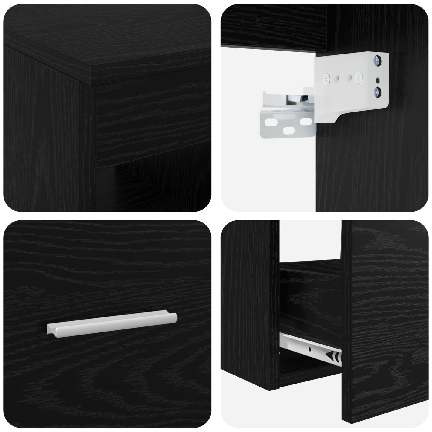 Bathroom Cabinet Set 3 pcs Black 49.5 x 41 x 63 cm
