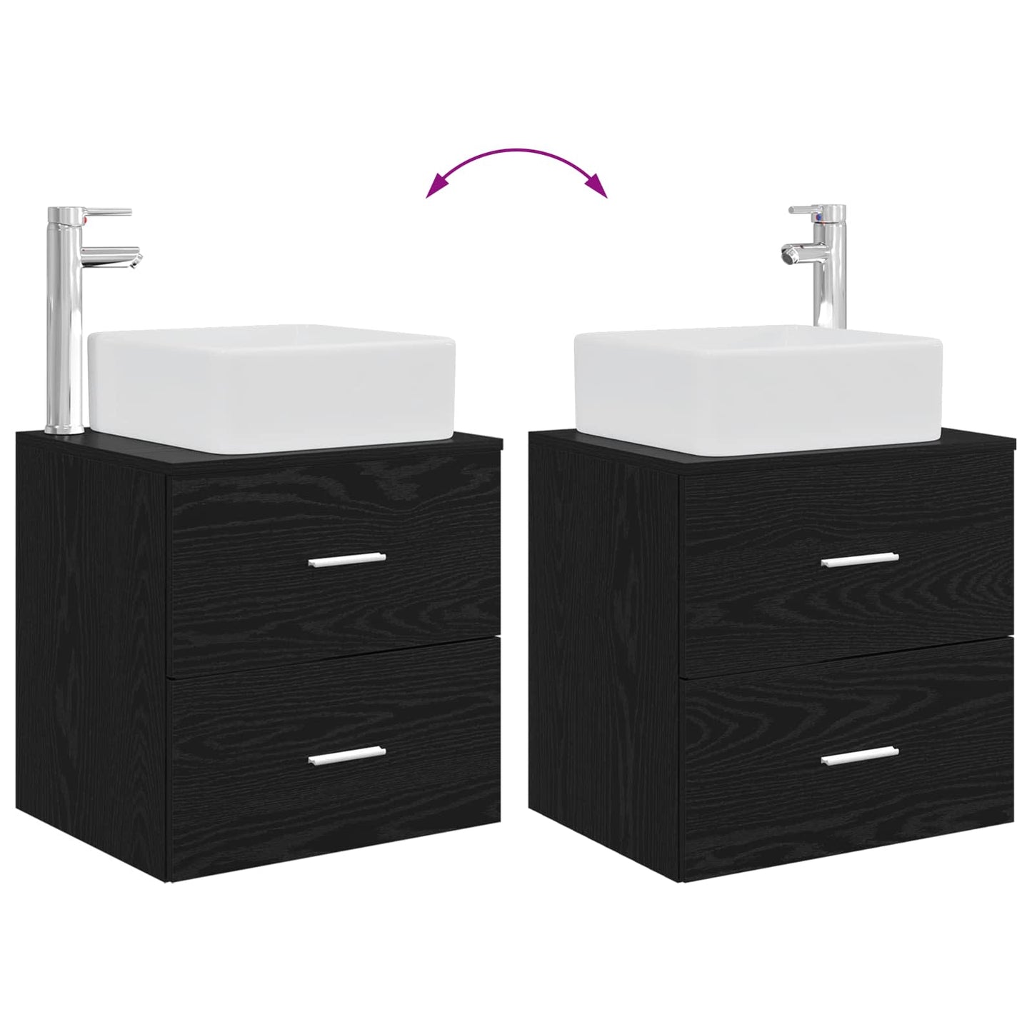 Bathroom Cabinet Set 3 pcs Black 49.5 x 41 x 63 cm