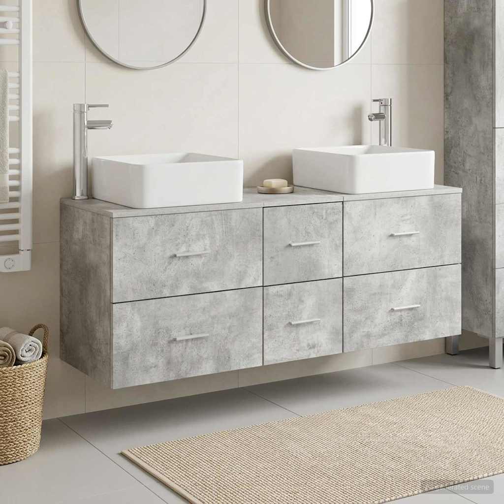 Bathroom Cabinet Set 3 pcs Concrete Grey 49.5 x 41 x 63 cm