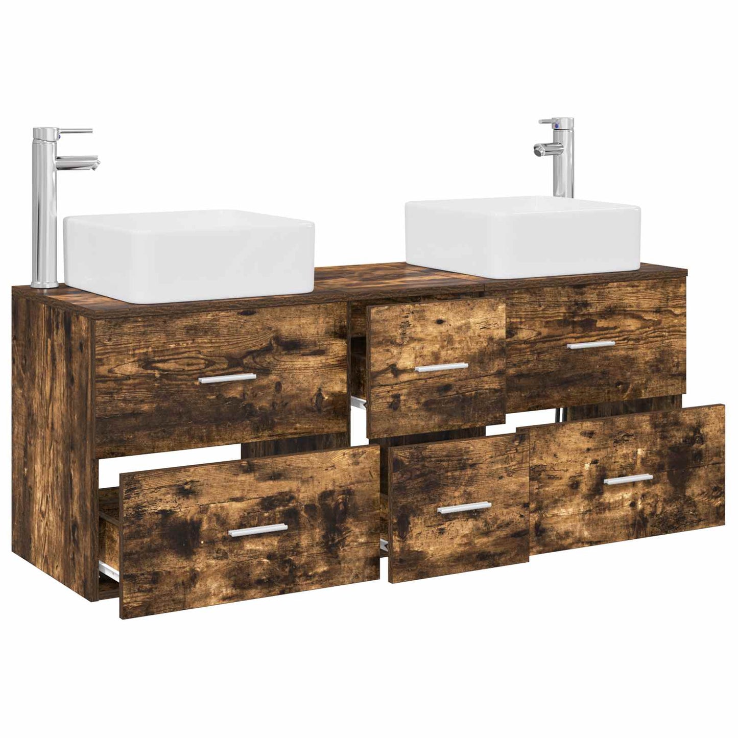Bathroom Cabinet Set 3 pcs Smoked Oak 49.5 x 41 x 63 cm