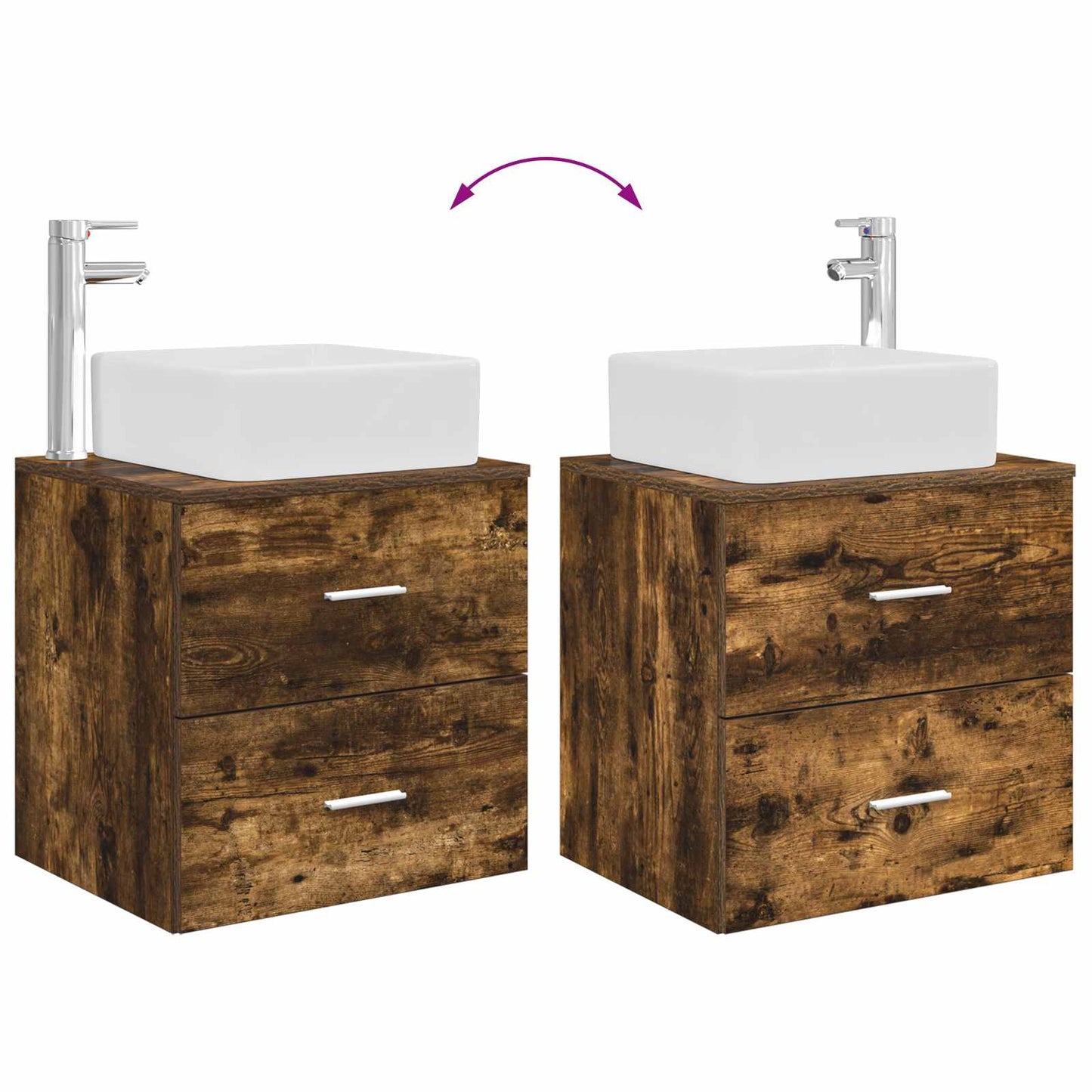Bathroom Cabinet Set 3 pcs Smoked Oak 49.5 x 41 x 63 cm