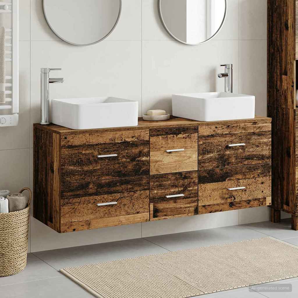 Bathroom Cabinet Set 3 pcs Old Wood 49.5 x 41 x 63 cm