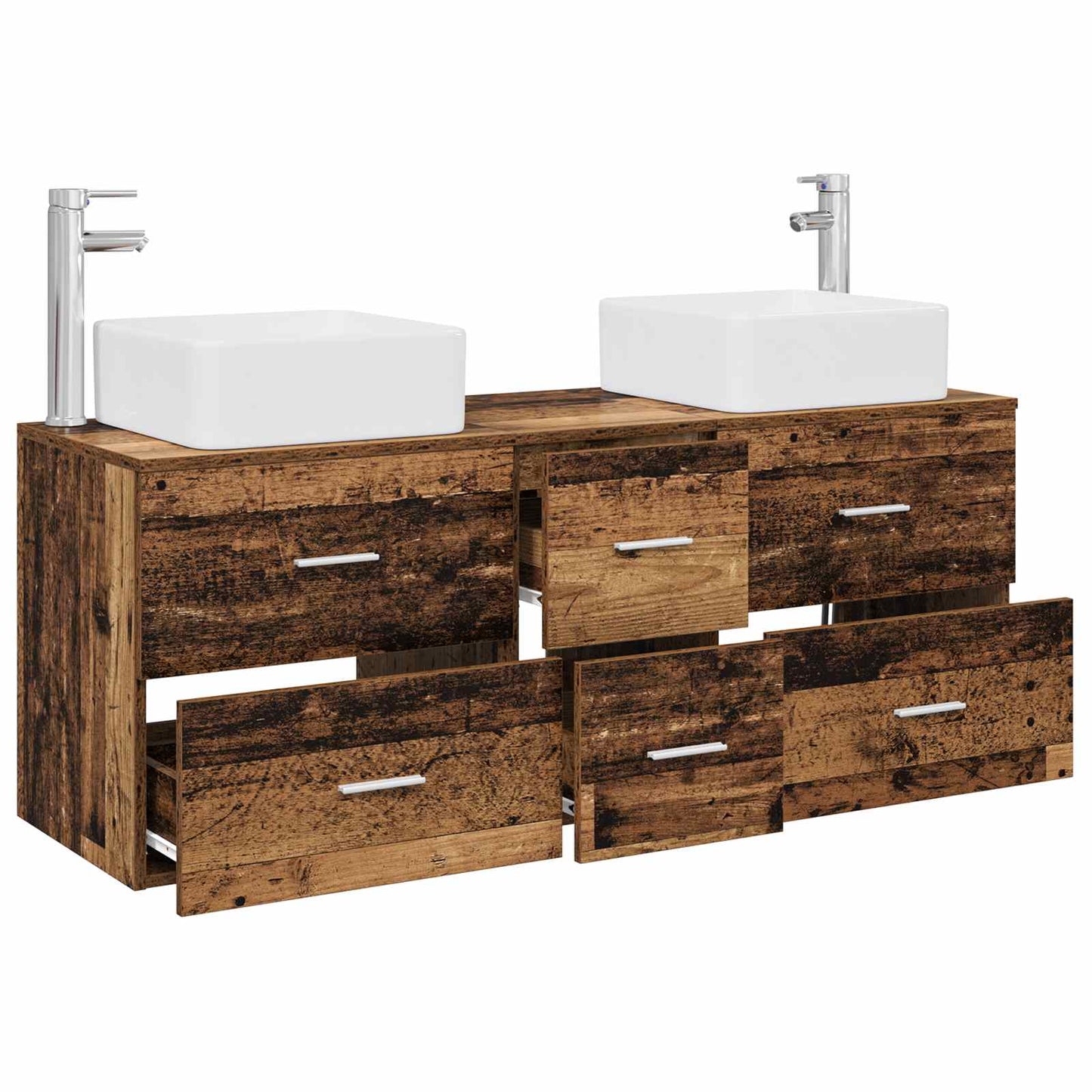 Bathroom Cabinet Set 3 pcs Old Wood 49.5 x 41 x 63 cm