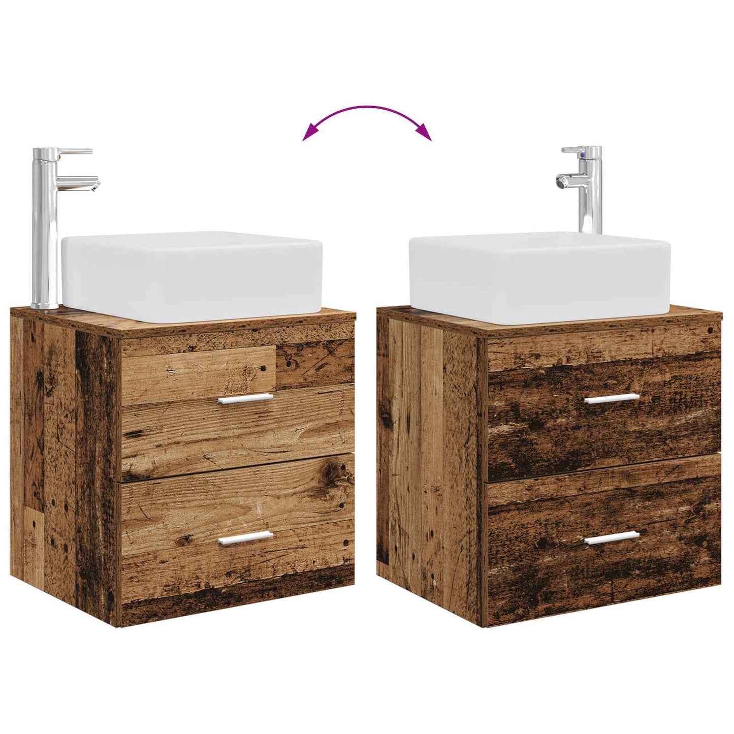 Bathroom Cabinet Set 3 pcs Old Wood 49.5 x 41 x 63 cm
