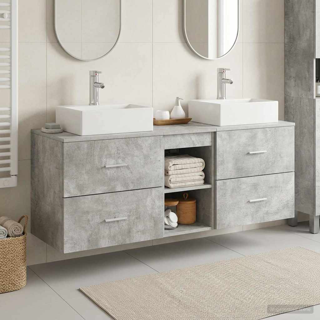 Bathroom Cabinet Set 3 pcs Concrete Grey 49.5 x 41 x 62.5 cm