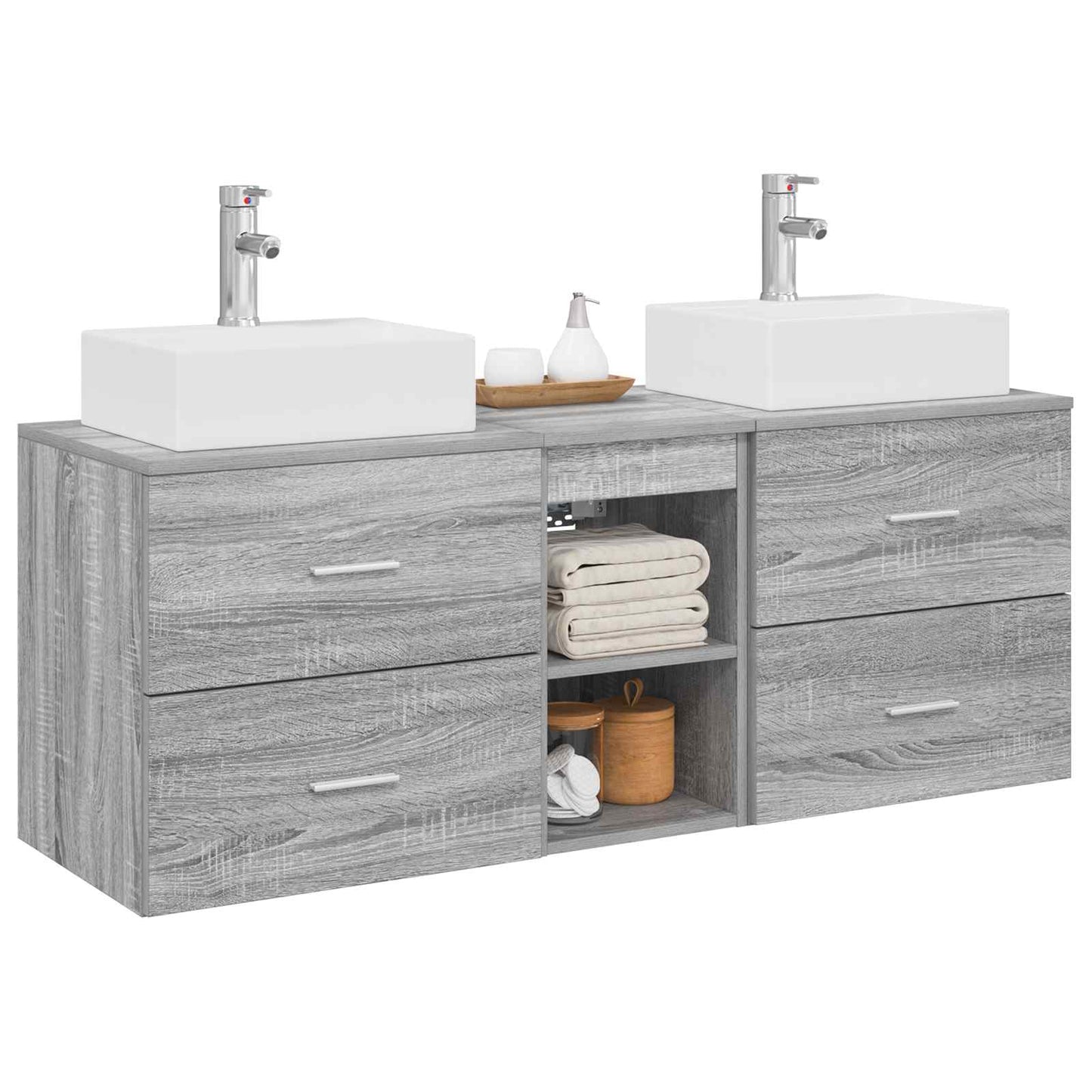 Bathroom Cabinet Set 3 pcs Grey Sonoma 49.5 x 41 x 62.5 cm