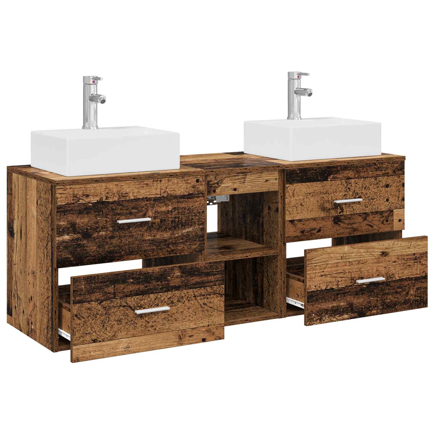 Bathroom Cabinet Set 3 pcs Old Wood 49.5 x 41 x 62.5 cm