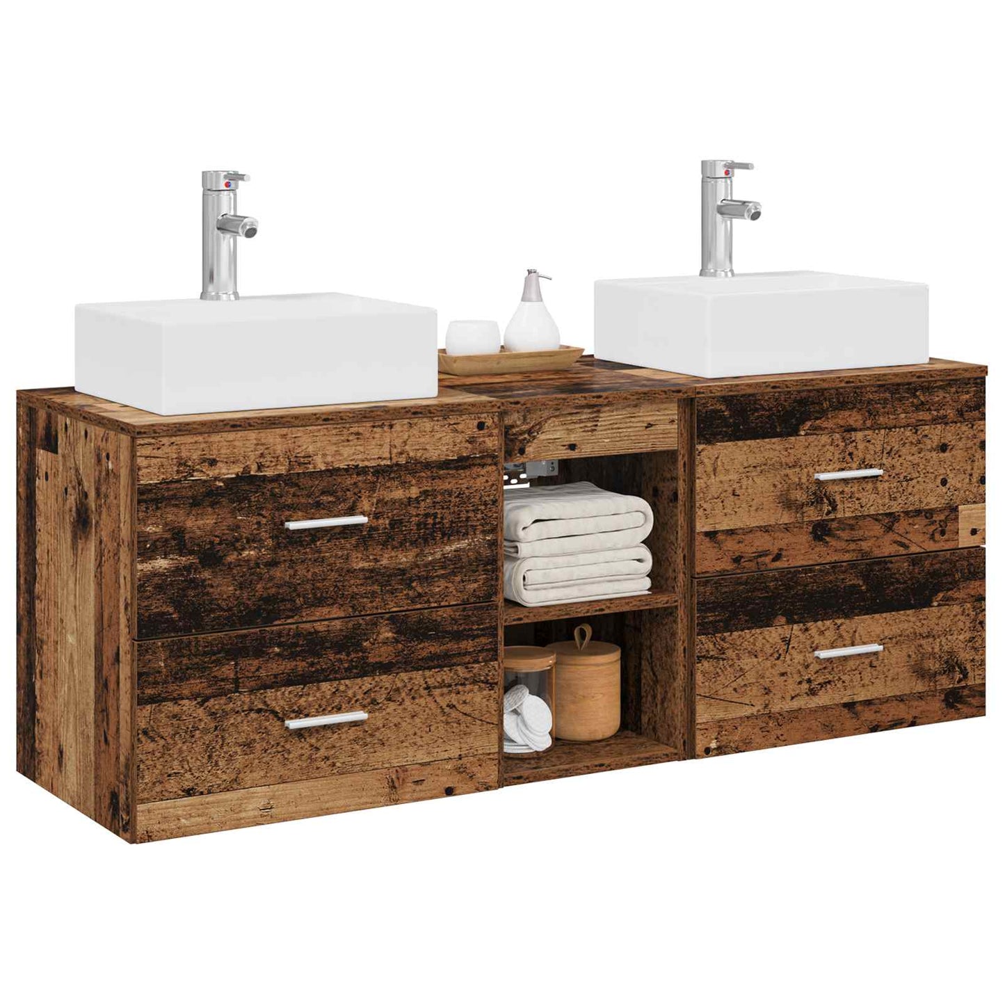 Bathroom Cabinet Set 3 pcs Old Wood 49.5 x 41 x 62.5 cm