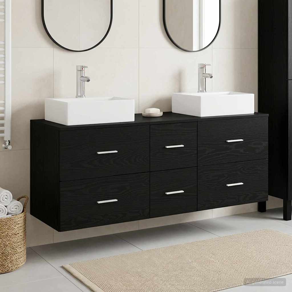 Bathroom Cabinet Set 3 pcs Black 49.5 x 41 x 62.5 cm