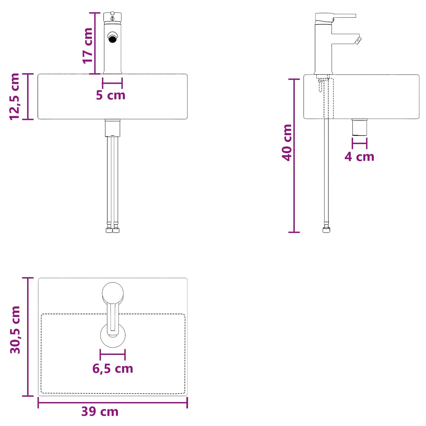 Bathroom Cabinet Set 3 pcs Black 49.5 x 41 x 62.5 cm