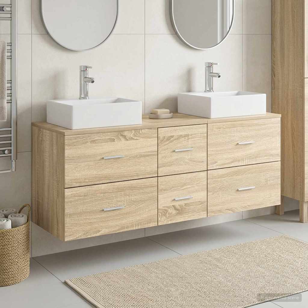 Bathroom Cabinet Set 3 pcs Sonoma Oak 49.5 x 41 x 62.5 cm