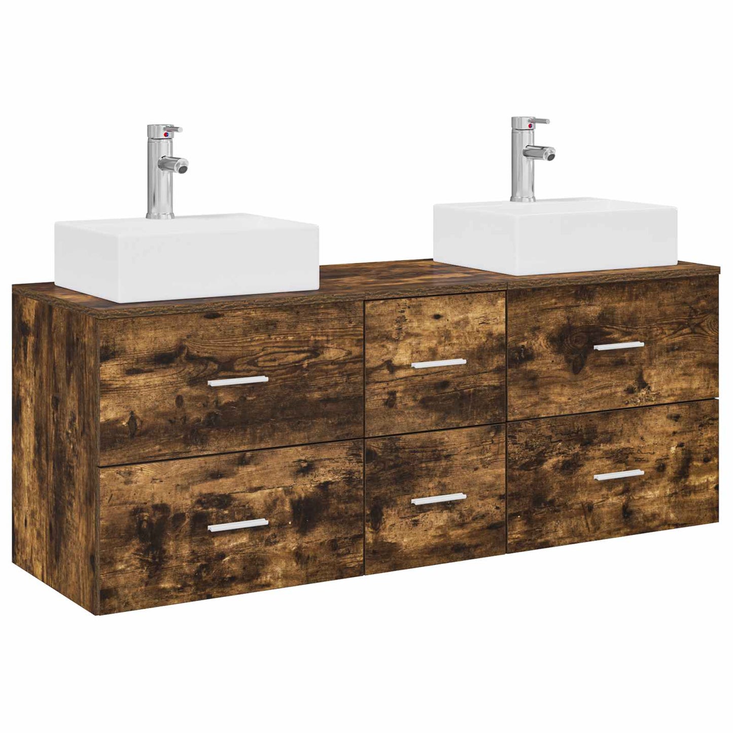 Bathroom Cabinet Set 3 pcs Smoked Oak 49.5 x 41 x 62.5 cm