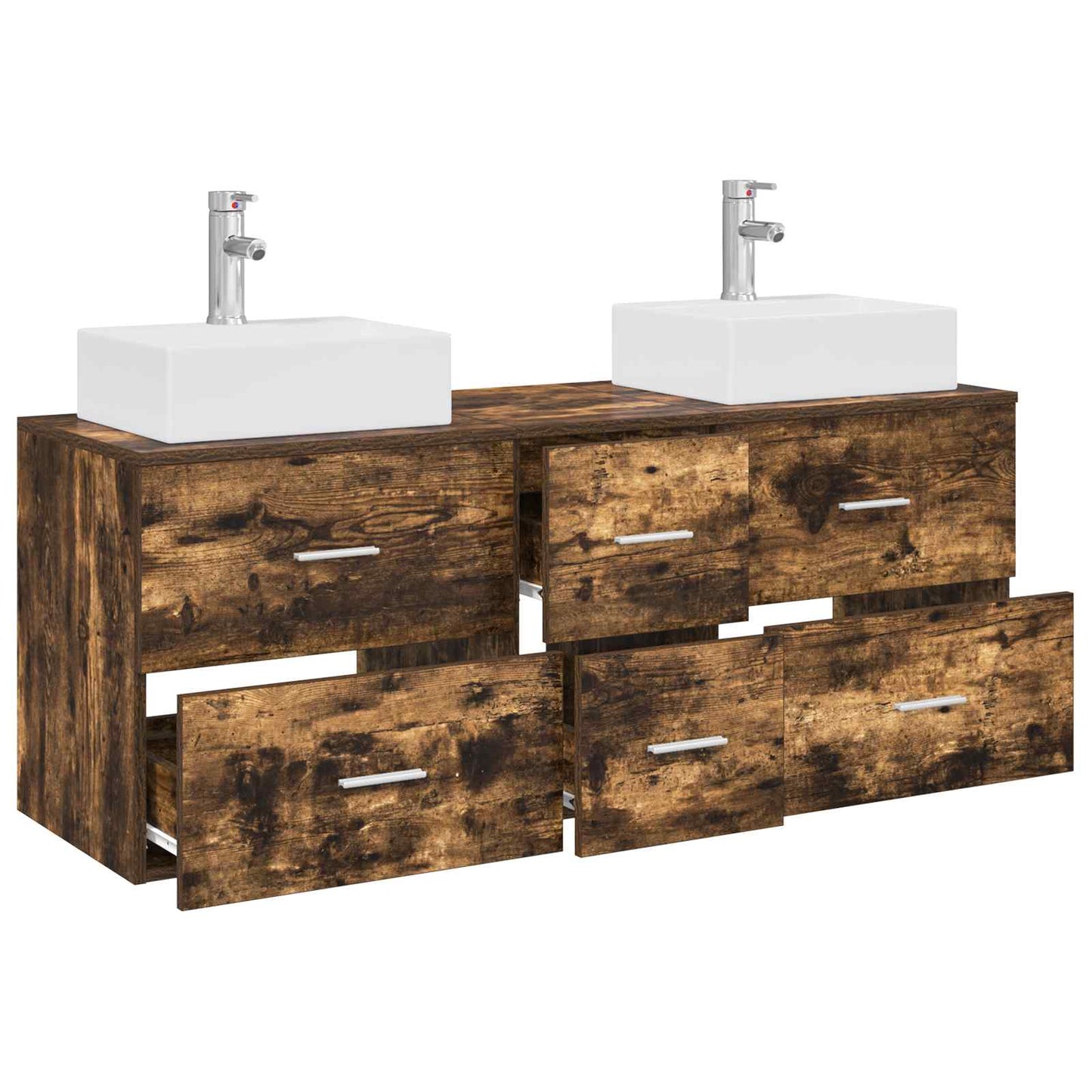 Bathroom Cabinet Set 3 pcs Smoked Oak 49.5 x 41 x 62.5 cm