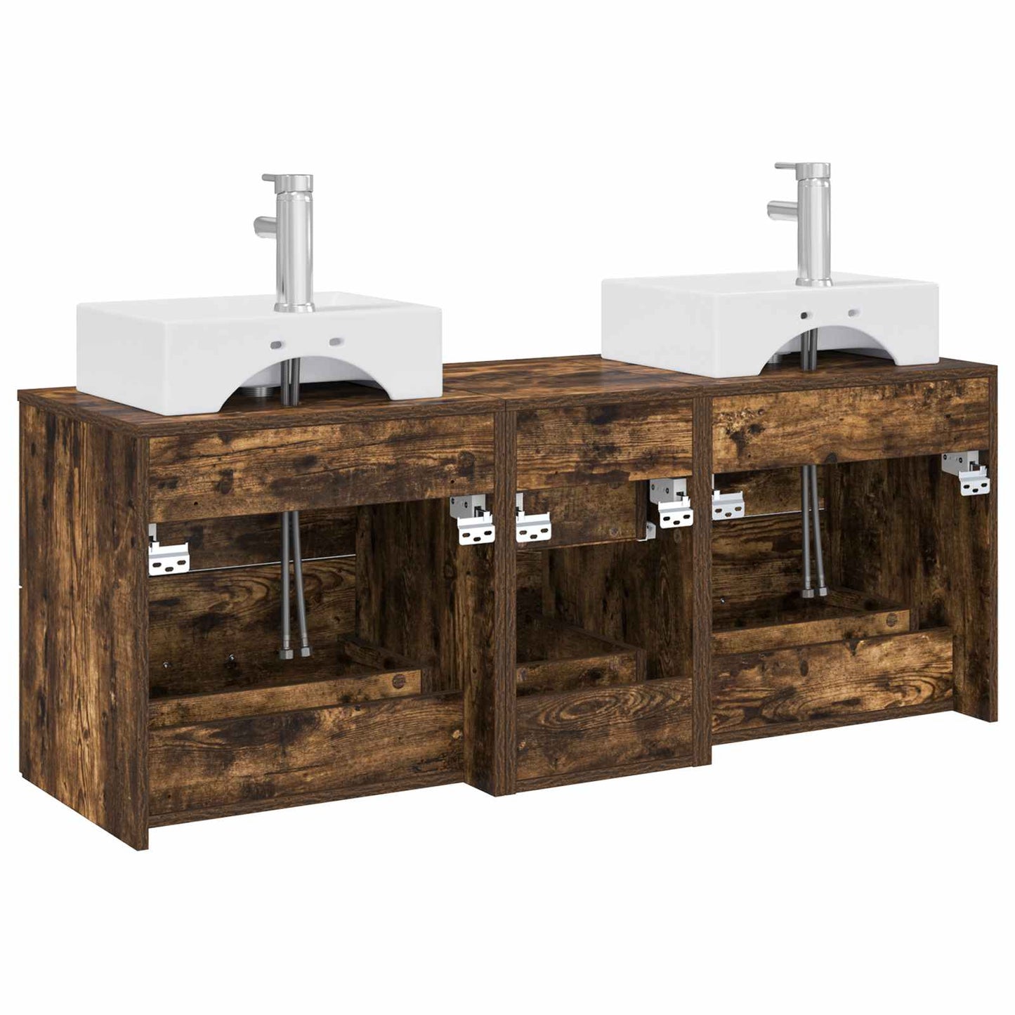 Bathroom Cabinet Set 3 pcs Smoked Oak 49.5 x 41 x 62.5 cm