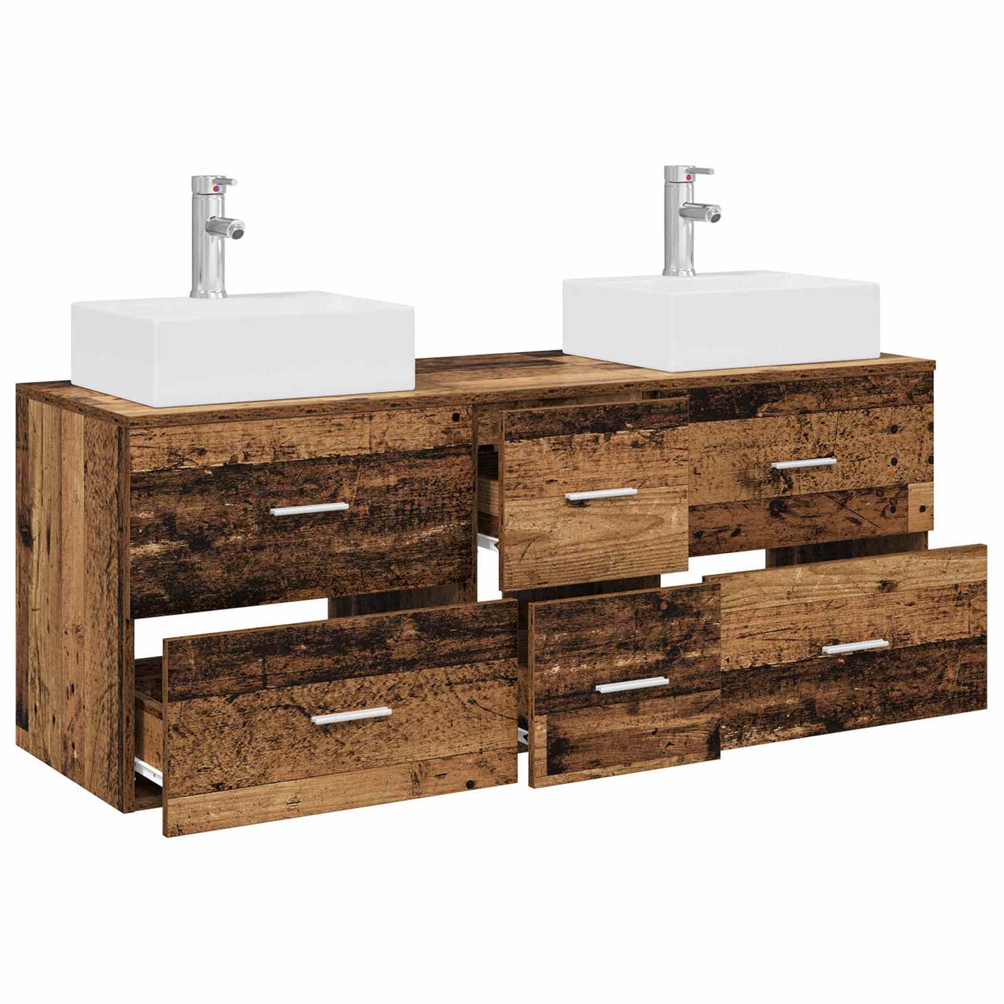 Bathroom Cabinet Set 3 pcs Old Wood 49.5 x 41 x 62.5 cm