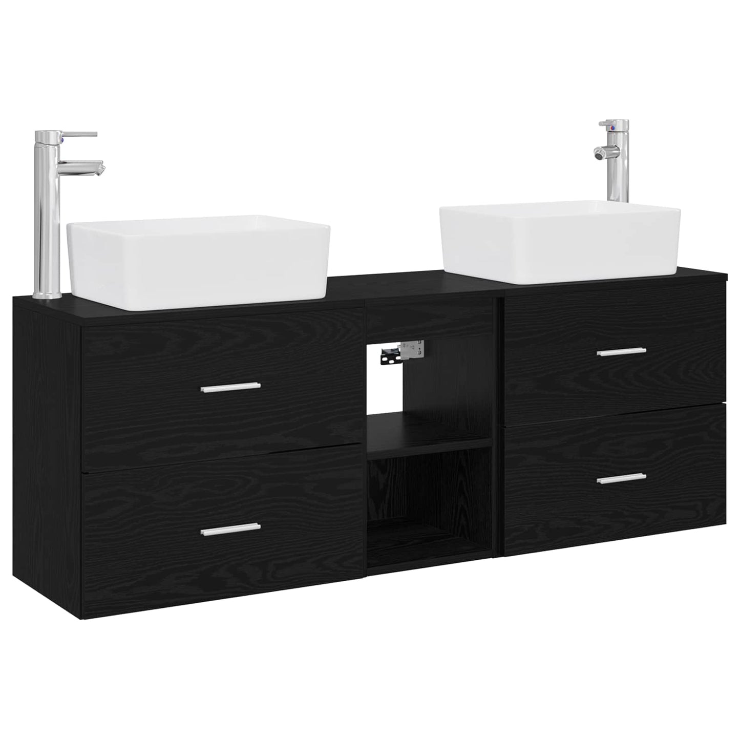 Bathroom Cabinet Set 3 pcs Black 53 x 34.5 x 63 cm