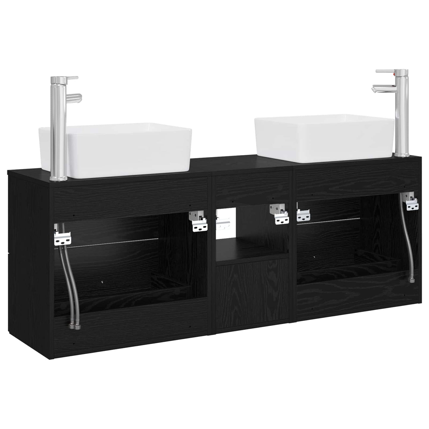 Bathroom Cabinet Set 3 pcs Black 53 x 34.5 x 63 cm
