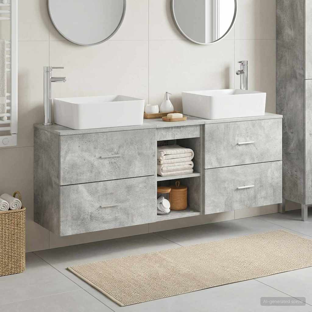 Bathroom Cabinet Set 3 pcs Concrete Grey 53 x 34.5 x 63 cm