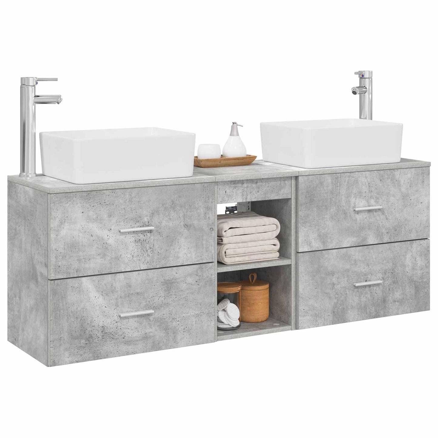 Bathroom Cabinet Set 3 pcs Concrete Grey 53 x 34.5 x 63 cm