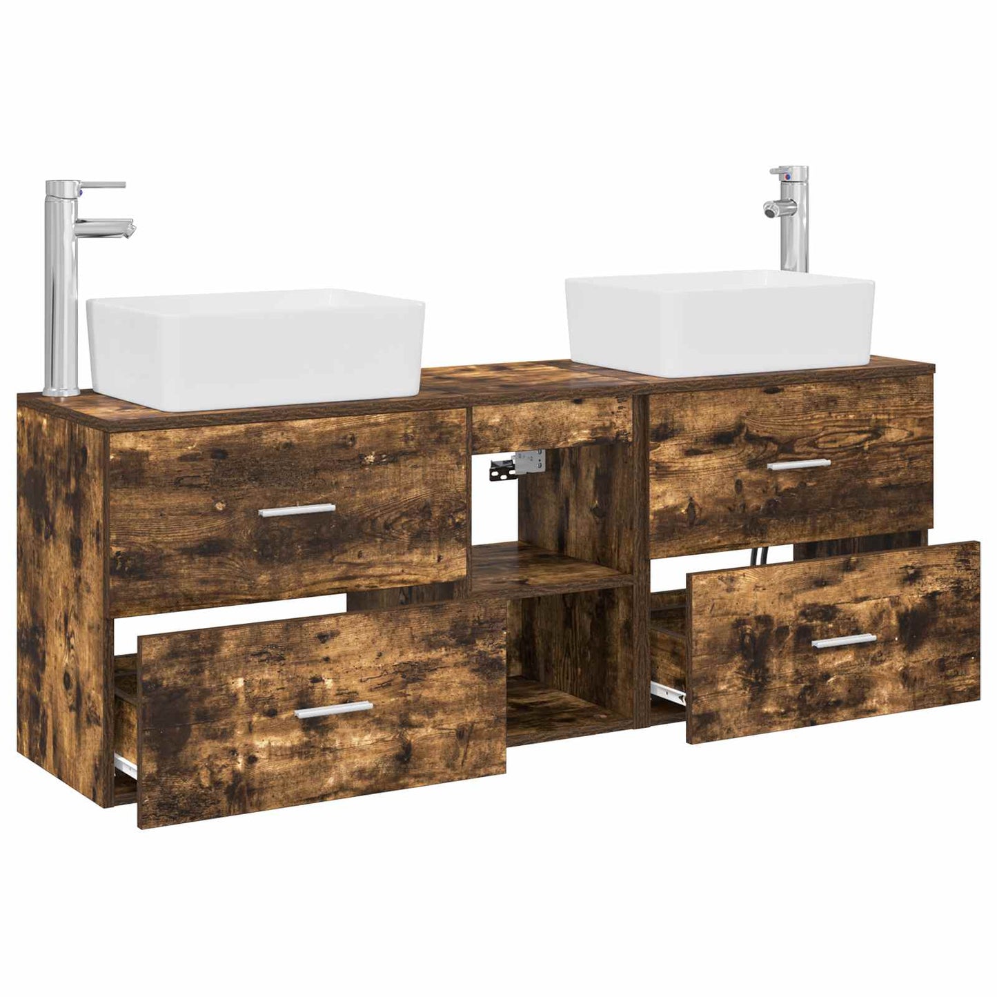 Bathroom Cabinet Set 3 pcs Smoked Oak 53 x 34.5 x 63 cm