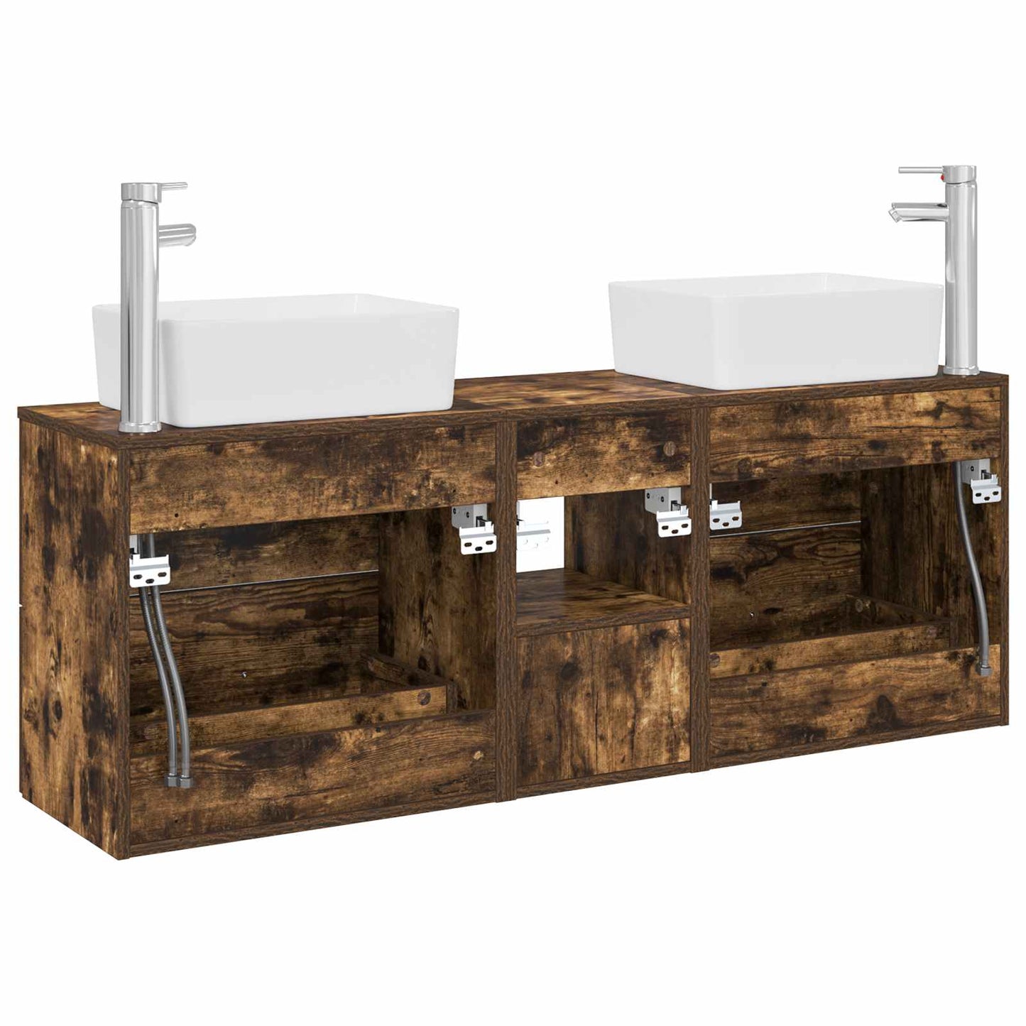 Bathroom Cabinet Set 3 pcs Smoked Oak 53 x 34.5 x 63 cm