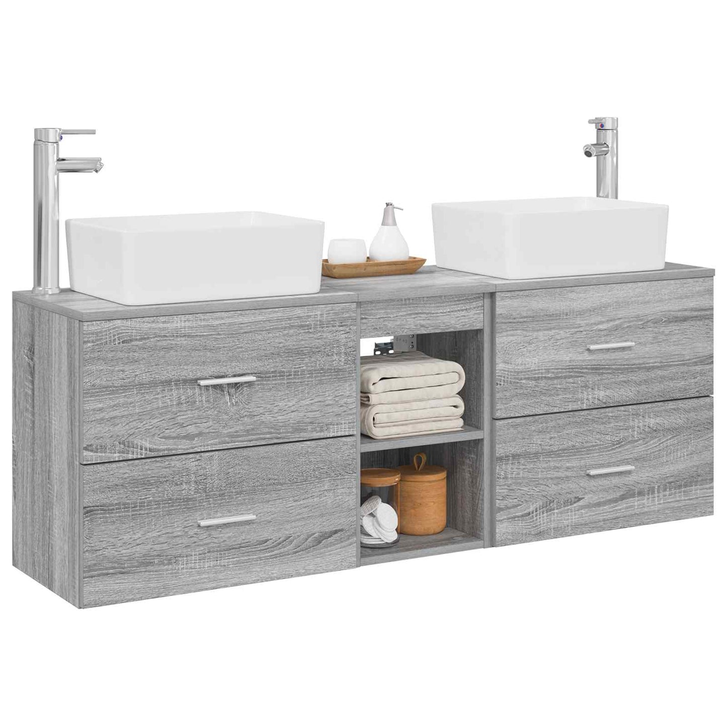 Bathroom Cabinet Set 3 pcs Grey Sonoma 53 x 34.5 x 63 cm
